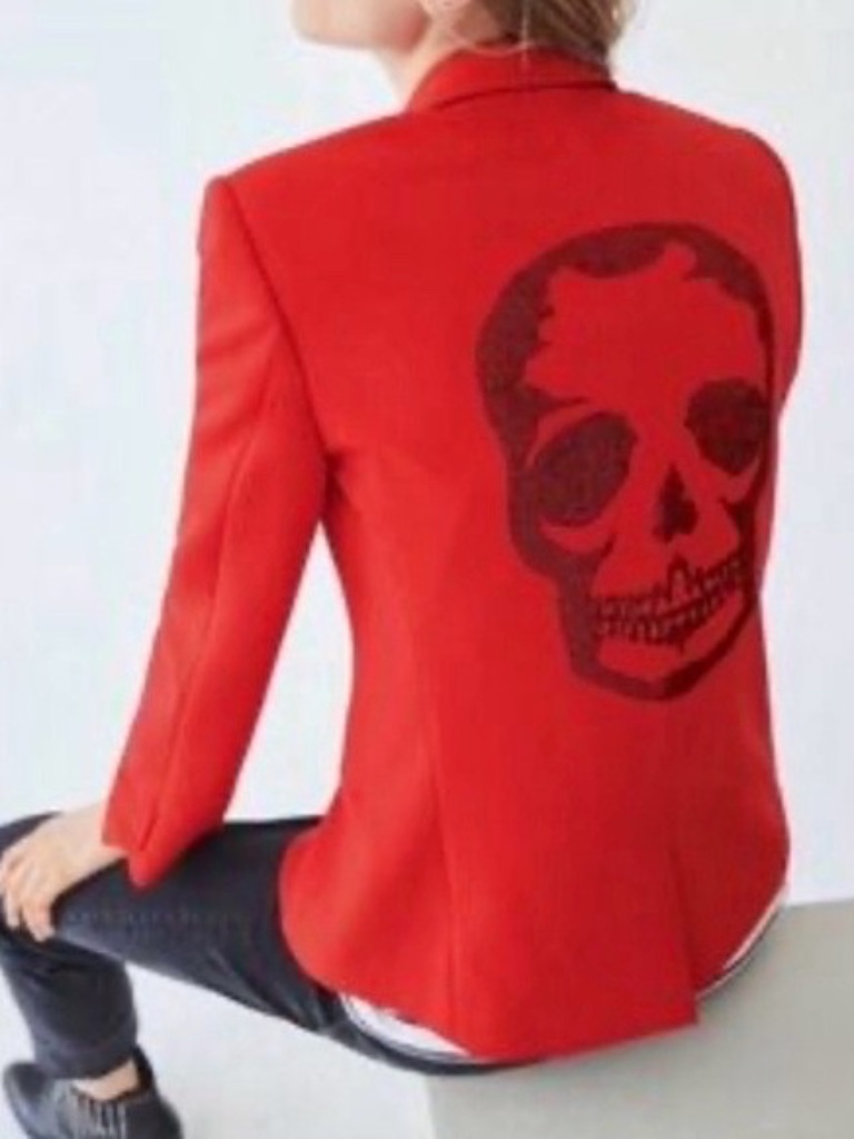 Zadiq And Voltaire Scull Embellished Red Blazer Size 34